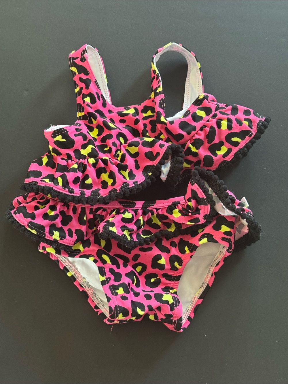 Hot Pink Neon Leopard Ruffle Two-Piece Swimsuit